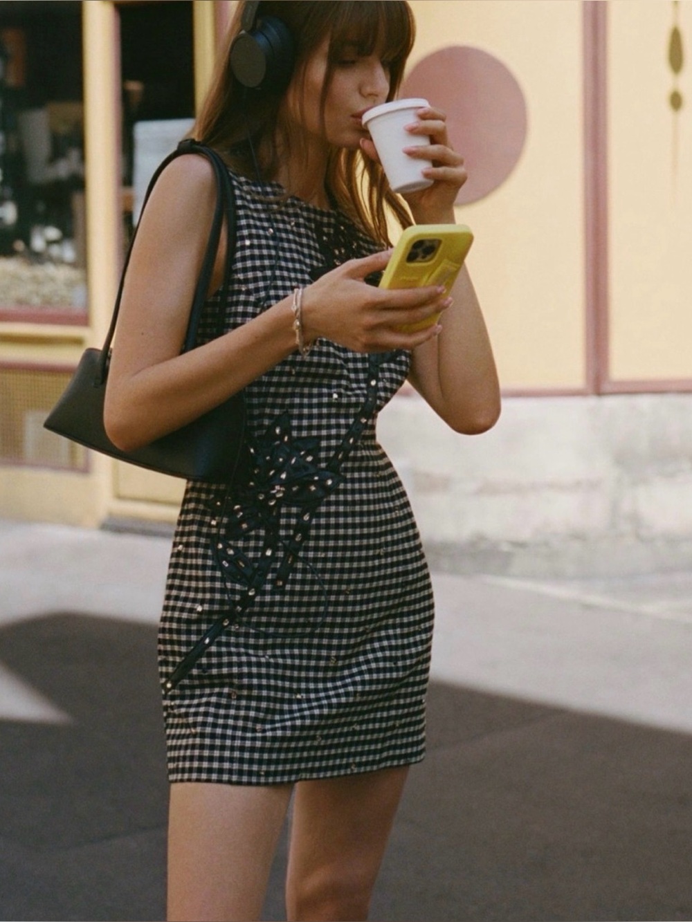 NWT Anthropologie Sleeveless Black & White Gingham Mini Dress